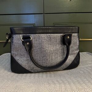 Kate Spade metallic silver tweed mini handbag
